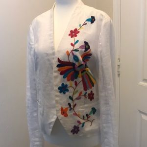Embroidered linen jacket